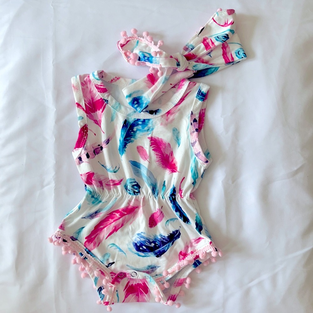 Baby Girl Jumpsuit with Headband